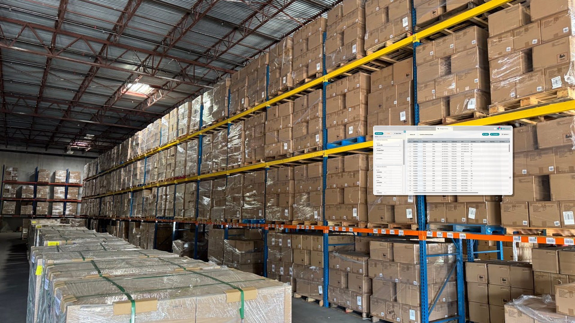 Logistics technology dashboard and warehouse management